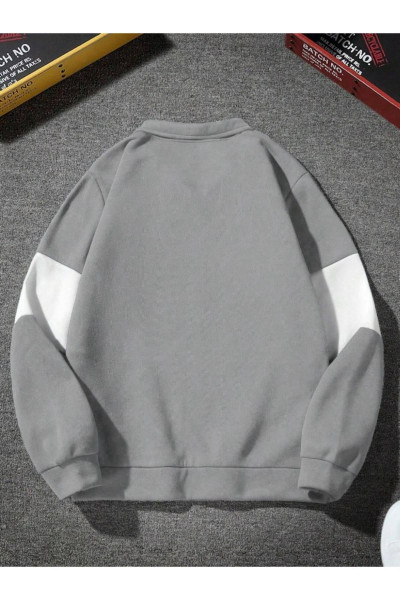 Unisex Duman Gri Los Angeles Baskılı Oversize Parçalı Polo Yaka Fermuarlı Sweatshirt Unisex Duman Gri Los Angeles Baskılı Oversize Parçalı Polo Yaka Fermuarlı Sweatshirt