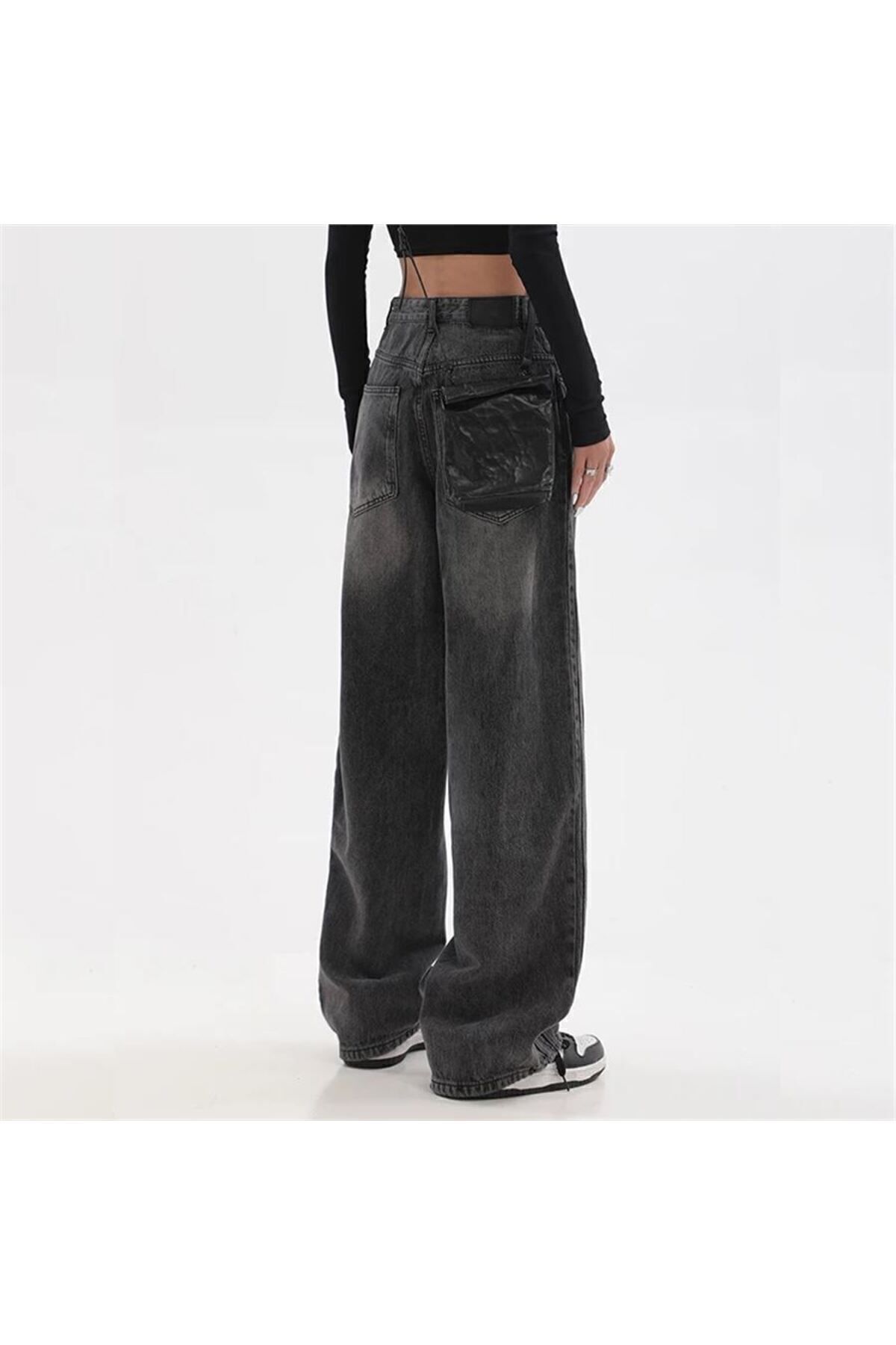 Siyah Yıkamalı Baggy Kot Pantolon Siyah Yıkamalı Baggy Kot Pantolon
