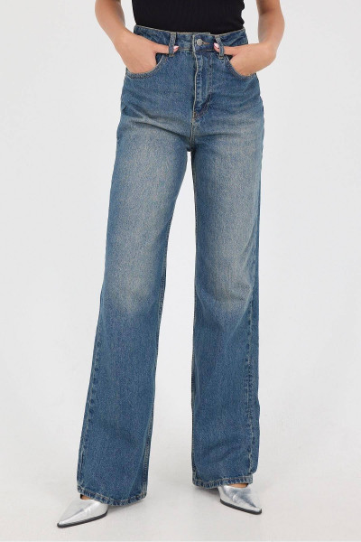 Yüksek Bel Wide Leg Jean Pantolon PN5171-PNR Yüksek Bel Wide Leg Jean Pantolon PN5171-PNR