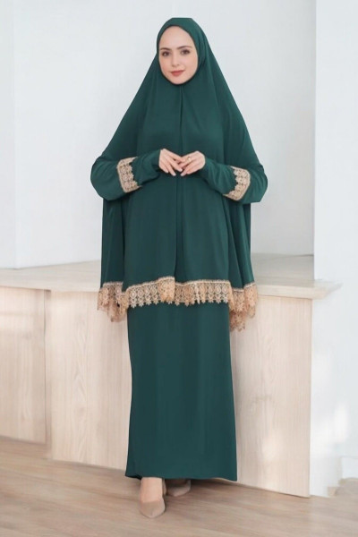 Yeşil Ikili Takım Standart Beden Alt Üst Tesettür Namaz Elbisesi Obay4535 Yeşil Ikili Takım Standart Beden Alt Üst Tesettür Namaz Elbisesi Obay4535