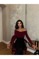 KADIN YAKA BÜZGÜLÜ BORDO MİDİ ELBİSE KADIN YAKA BÜZGÜLÜ BORDO MİDİ ELBİSE