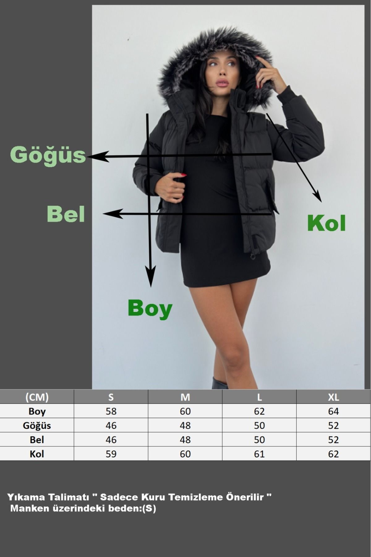 Kürk Şapkalı Şişme Mont AD-K50460LNW Kürk Şapkalı Şişme Mont AD-K50460LNW