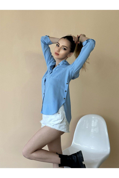 YANLARDAN DÜĞMELİ VİSKONLU GÖMLEK