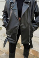 Oversize Kadın Uzun Biker Deri Ceket Oversize Kadın Uzun Biker Deri Ceket
