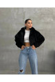 Peluş Crop Kadın Kapüşonlu Mont Peluş Crop Kadın Kapüşonlu Mont