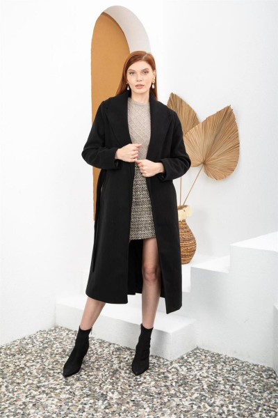 Siyah Kemerli Palto Siyah Kemerli Palto