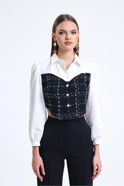 Straplez Görünümlü Kadın Gömlek / Bluz