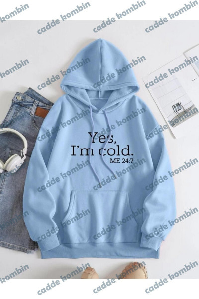 Unisex Yes Iam Cold Baskılı Oversize Üc İp Unisex Yes Iam Cold Baskılı Oversize Üc İp