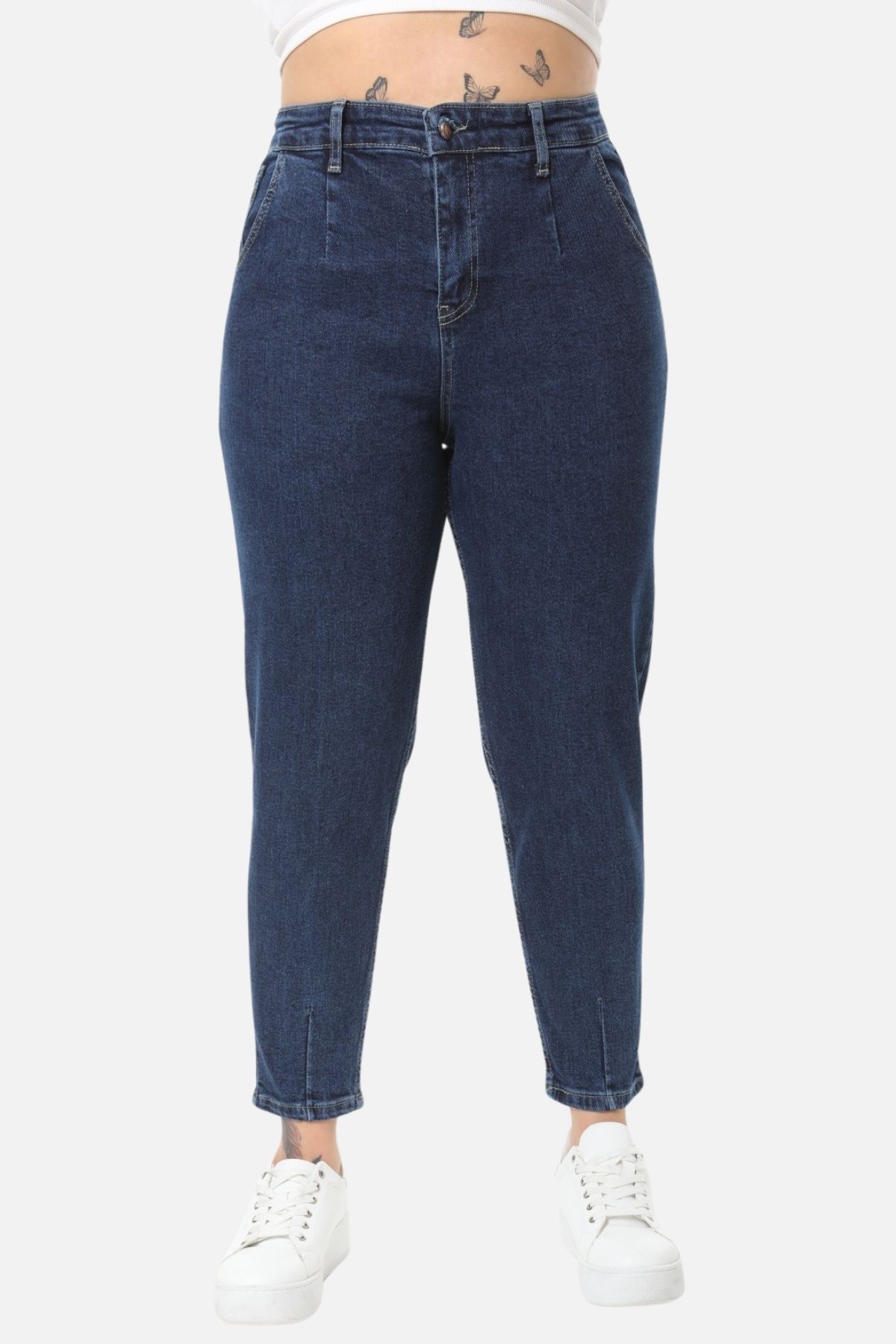 Mom Fit Jean Büyük Beden Yüksek Bel Carrot Kesim Dar Paça Pileli Esnek Kot Pantolon C600 Lacivert Mom Fit Jean Büyük Beden Yüksek Bel Carrot Kesim Dar Paça Pileli Esnek Kot Pantolon C600 Lacivert