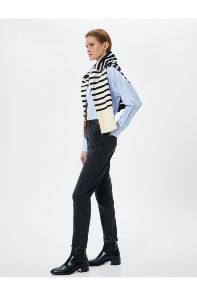 Mom Kot Pantolon Esnek Slim Fit Standart Bel Cepli Pamuklu - Mom Jeans Mom Kot Pantolon Esnek Slim Fit Standart Bel Cepli Pamuklu - Mom Jeans