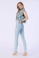 Taşlı Sıfır Kol Püsküllü Denim Ceket Taşlı Sıfır Kol Püsküllü Denim Ceket