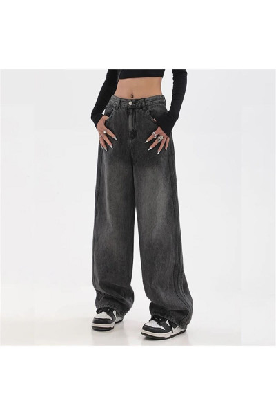 Siyah Yıkamalı Baggy Kot Pantolon Siyah Yıkamalı Baggy Kot Pantolon