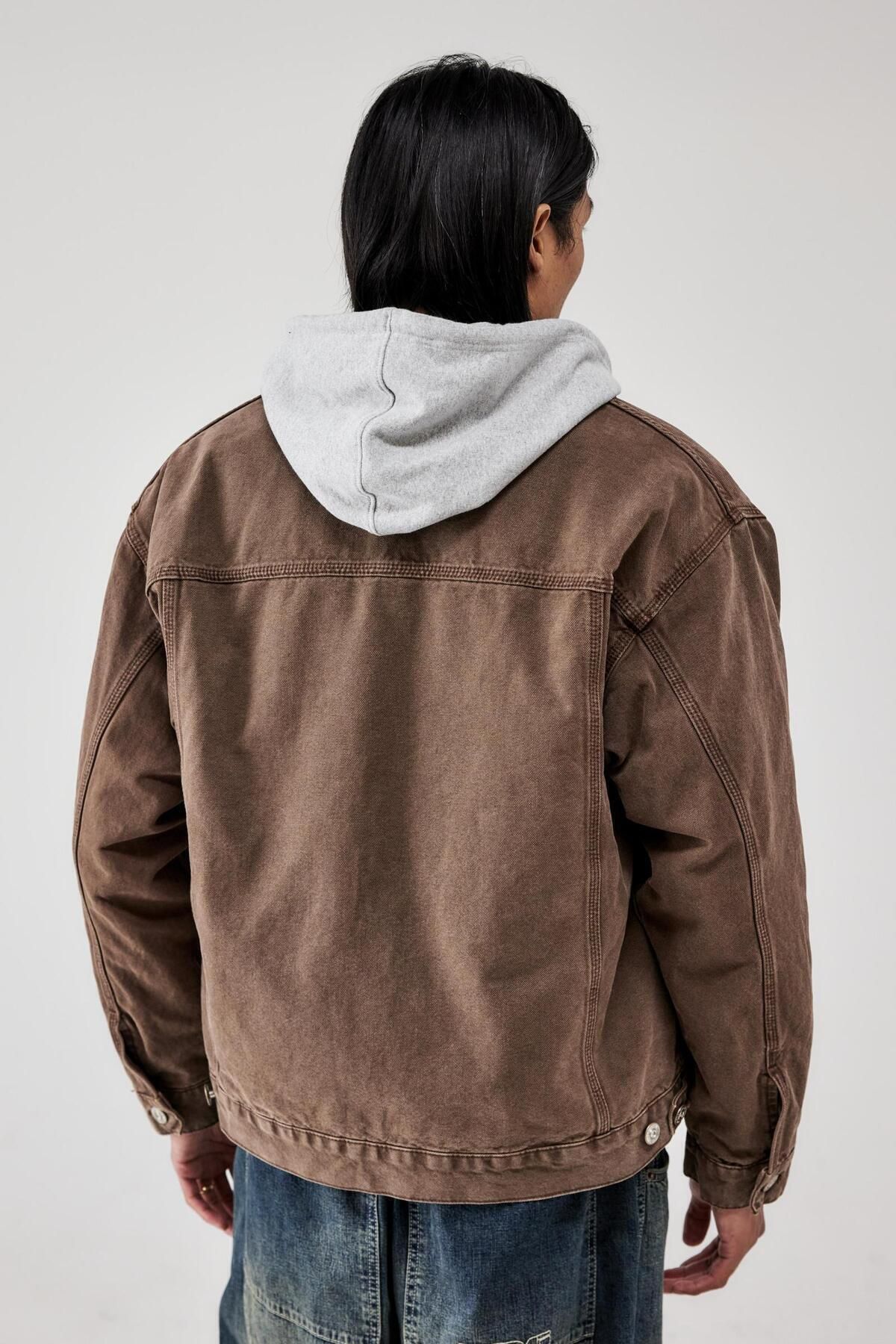 Unisex Oversize Yıkama Kahve Rengi Astarlı Kanvas Ceket Unisex Oversize Yıkama Kahve Rengi Astarlı Kanvas Ceket