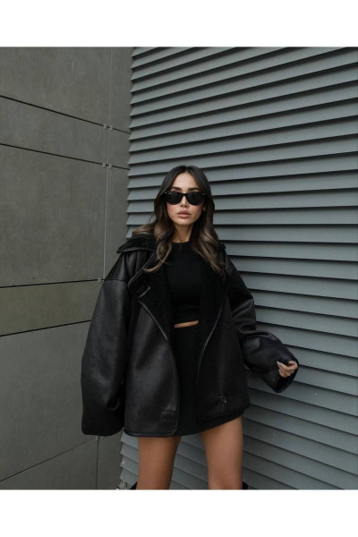 Siyah ZR Model İçi kürklü Deri Mont Siyah ZR Model İçi kürklü Deri Mont