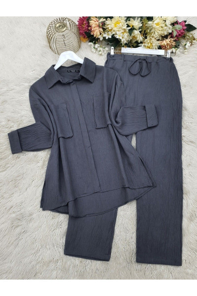 Körüklü Cepli İkili Keten Takım Körüklü Cepli İkili Keten Takım