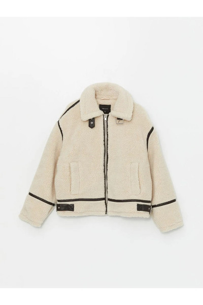 LCW Vision Ekru Kadın Ceket Yaka Düz Pelüş Mont LCW Vision Ekru Kadın Ceket Yaka Düz Pelüş Mont