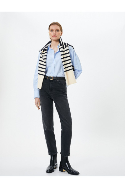 Mom Kot Pantolon Esnek Slim Fit Standart Bel Cepli Pamuklu - Mom Jeans Mom Kot Pantolon Esnek Slim Fit Standart Bel Cepli Pamuklu - Mom Jeans