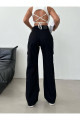Siyah Solmaz Altı Cep Kargo Pantolon Yüksek Bel Wide Leg Siyah Solmaz Altı Cep Kargo Pantolon Yüksek Bel Wide Leg