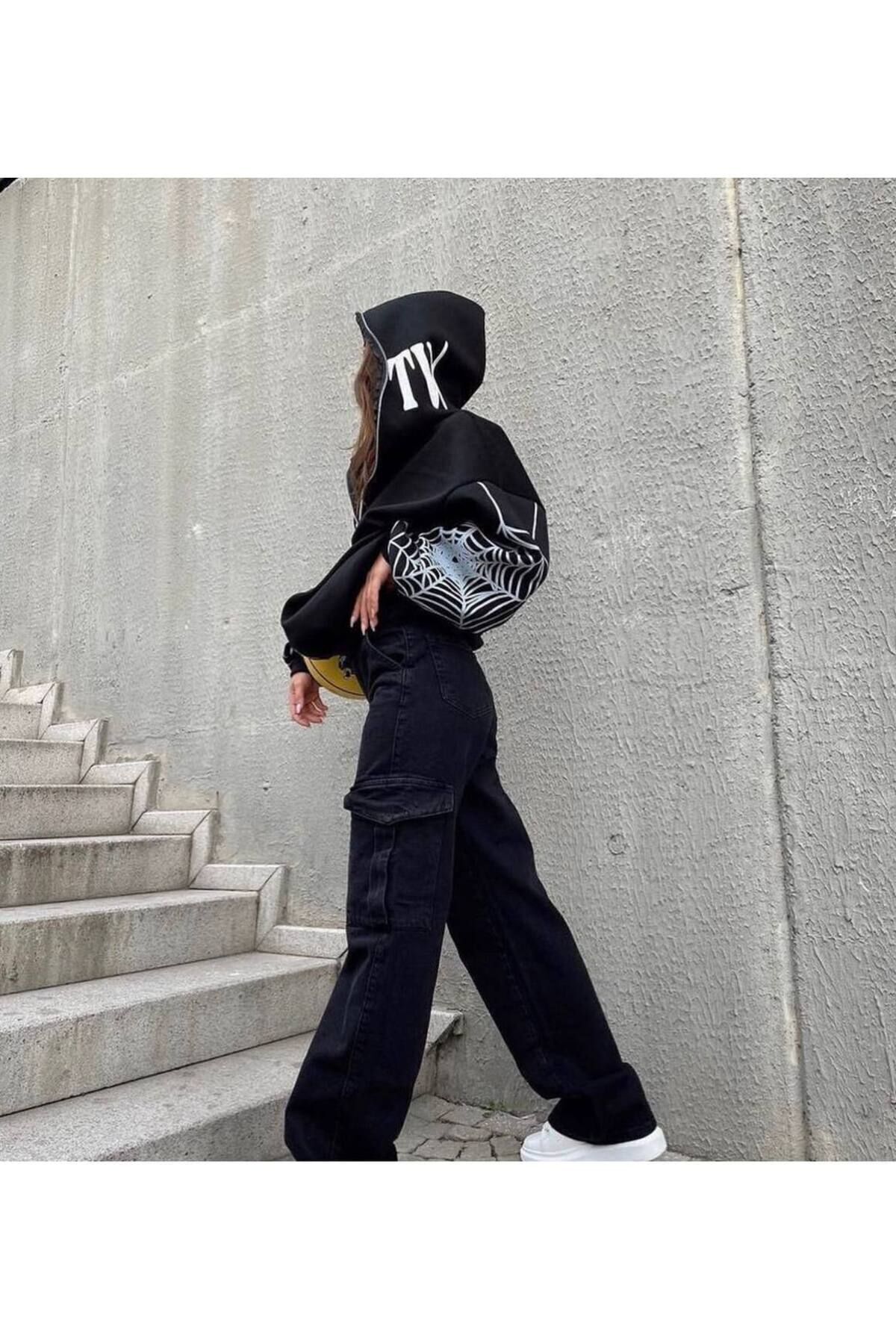 Örümcek Baskılı Oversıze Hırka Unisex Örümcek Baskılı Oversıze Hırka Unisex