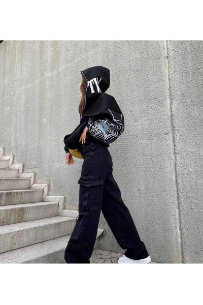 Örümcek Baskılı Oversıze Hırka Unisex