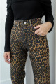 Siyah Gage Leopar Desenli Straight Jean