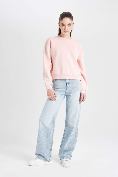 Pembe Regular Fit Bisiklet Yaka Kalın Basic Düz Sweatshirt 3170419 Pembe Regular Fit Bisiklet Yaka Kalın Basic Düz Sweatshirt 3170419