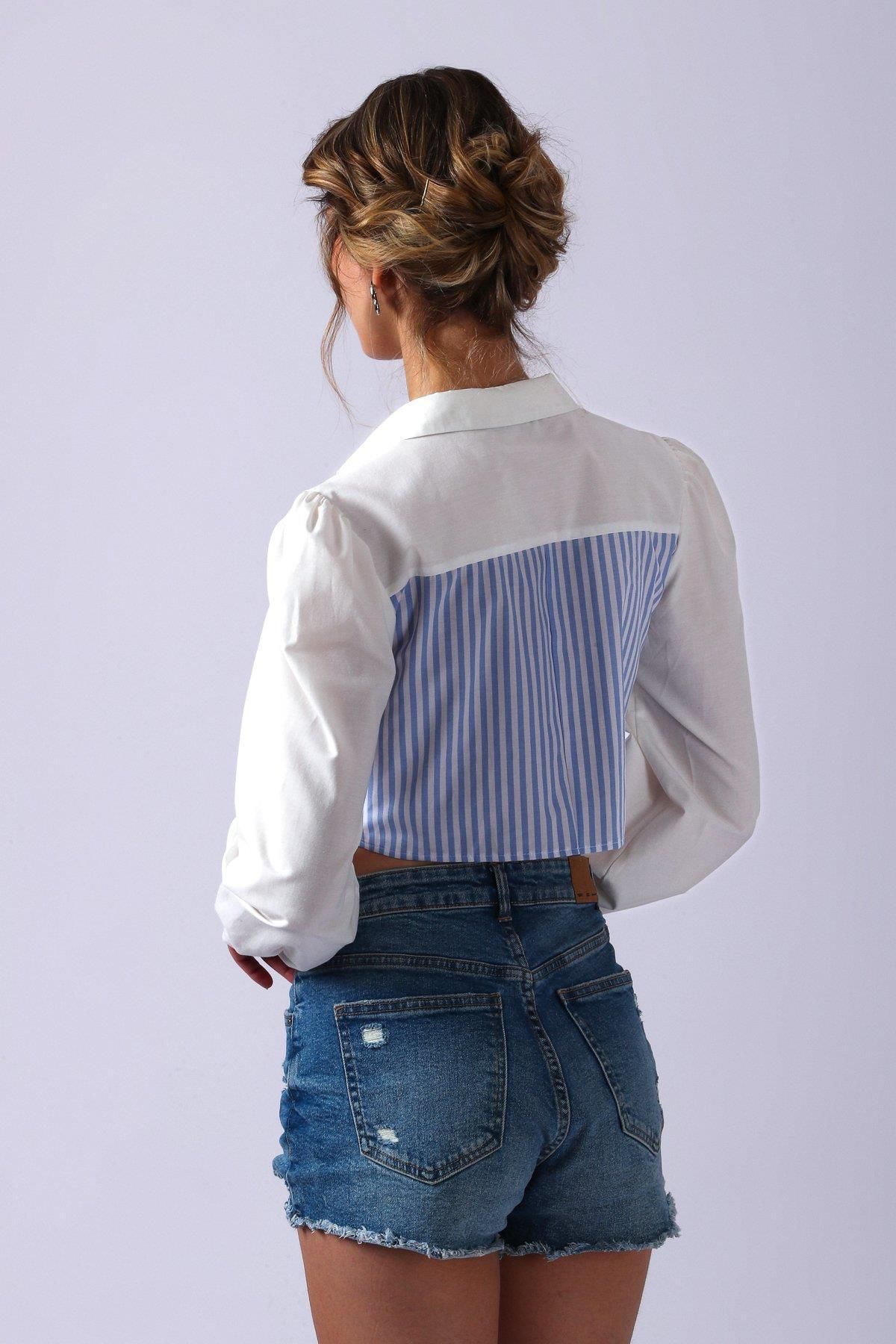 Straplez Görünümlü Kadın Gömlek / Bluz