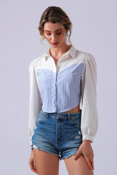 Straplez Görünümlü Kadın Gömlek / Bluz
