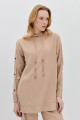 Kolları Çıt Çıt Detaylı Pantolon Tunik Takım Bej Kolları Çıt Çıt Detaylı Pantolon Tunik Takım Bej