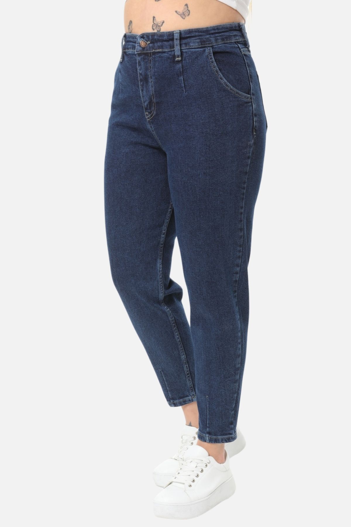 Mom Fit Jean Büyük Beden Yüksek Bel Carrot Kesim Dar Paça Pileli Esnek Kot Pantolon C600 Lacivert Mom Fit Jean Büyük Beden Yüksek Bel Carrot Kesim Dar Paça Pileli Esnek Kot Pantolon C600 Lacivert
