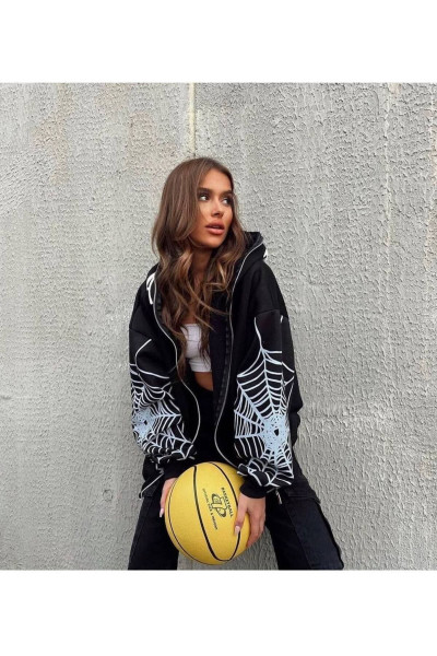 Örümcek Baskılı Oversıze Hırka Unisex