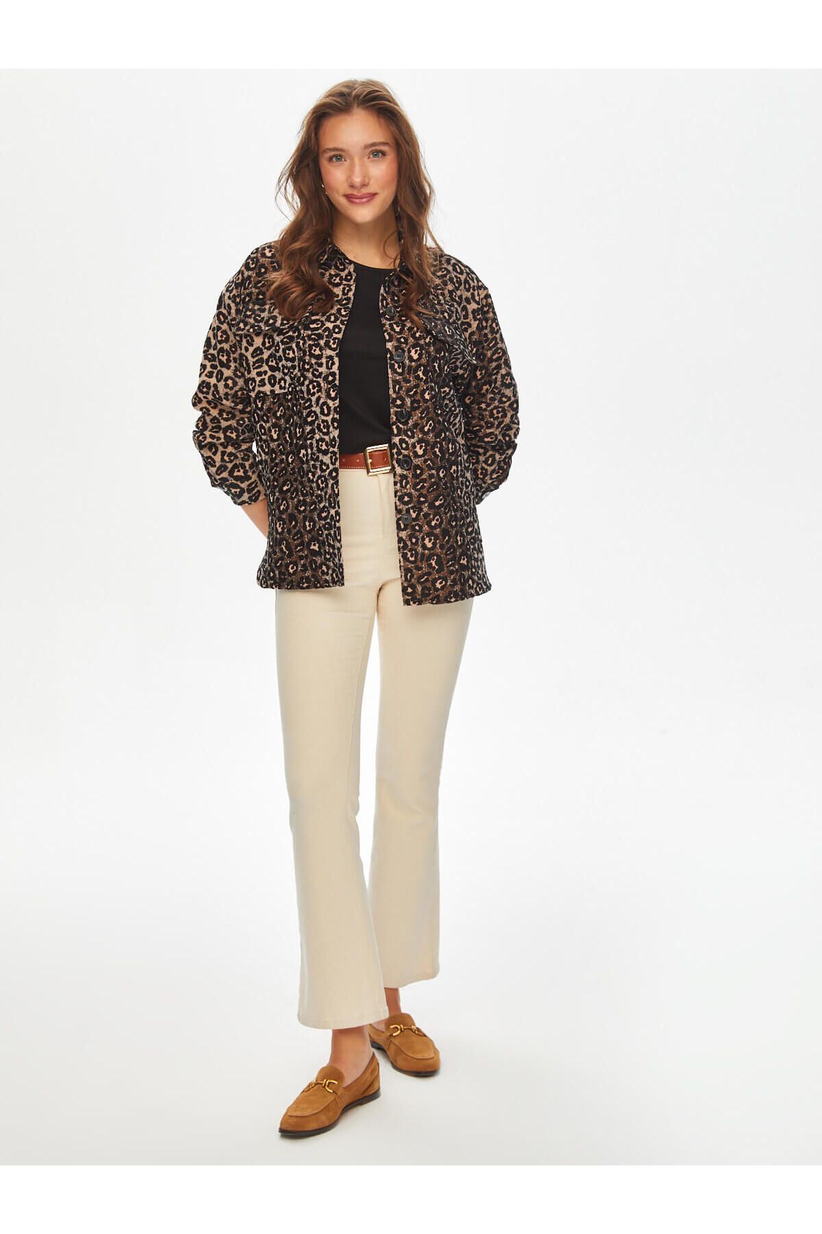 Leopar Desen Kendinden Jakarlı Ceket 69614 Leopar Desen Kendinden Jakarlı Ceket 69614