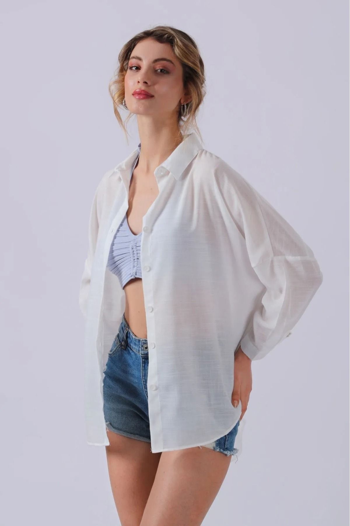 Oversize Keten Gömlek Oversize Keten Gömlek