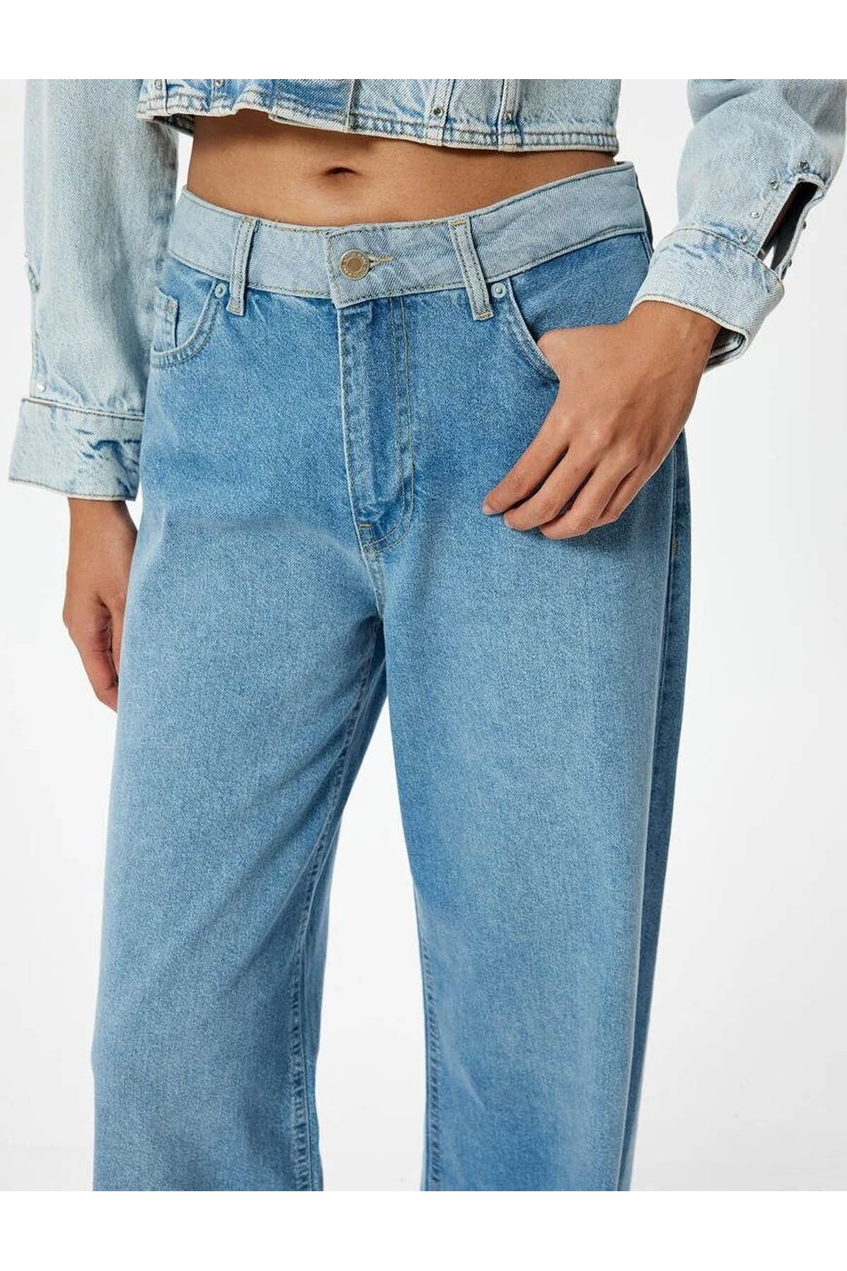 Geniş Paça Kot Pantolon Standart Bel Düğmeli - Bianca Wide Leg Jeans