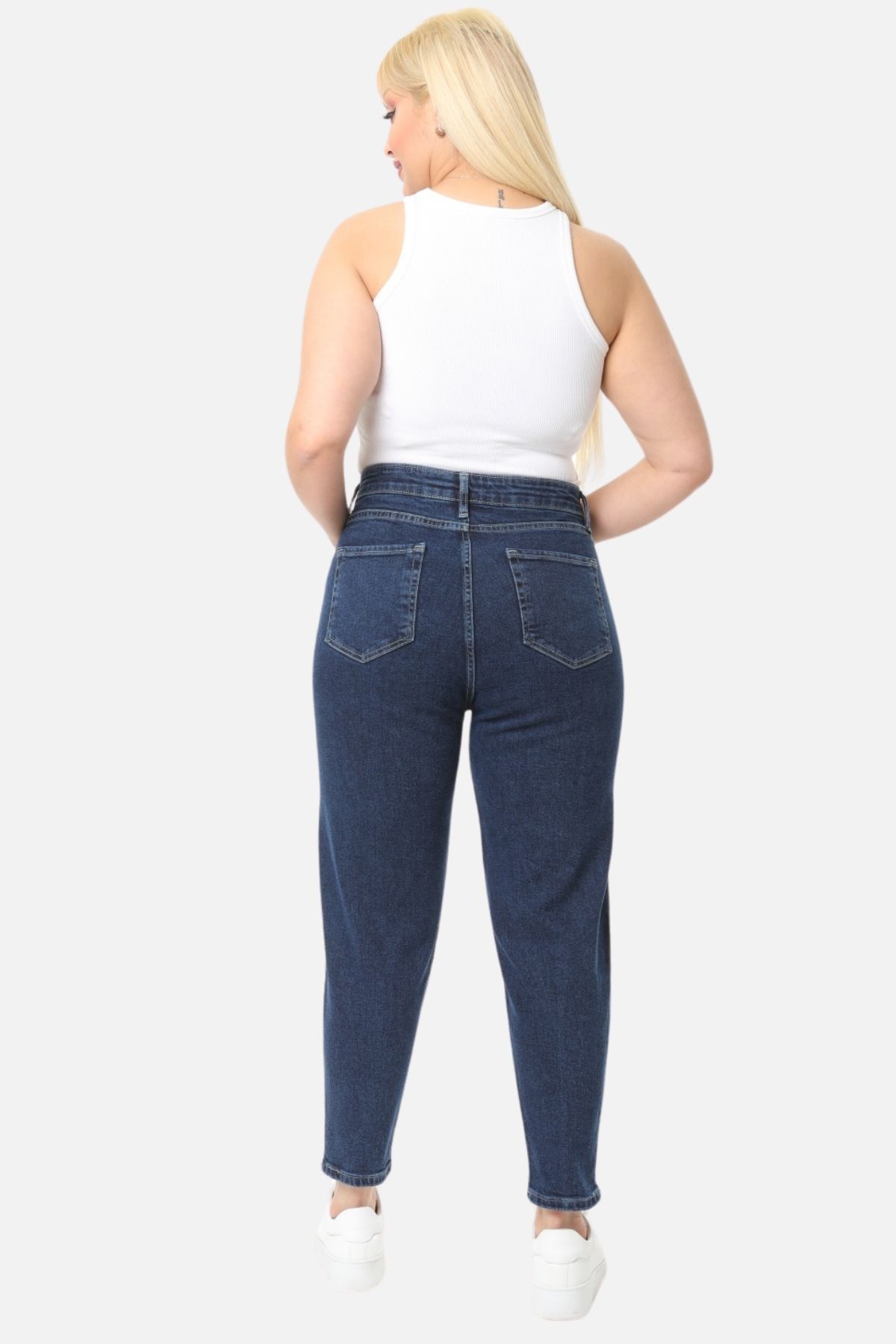 Mom Fit Jean Büyük Beden Yüksek Bel Carrot Kesim Dar Paça Pileli Esnek Kot Pantolon C600 Lacivert Mom Fit Jean Büyük Beden Yüksek Bel Carrot Kesim Dar Paça Pileli Esnek Kot Pantolon C600 Lacivert