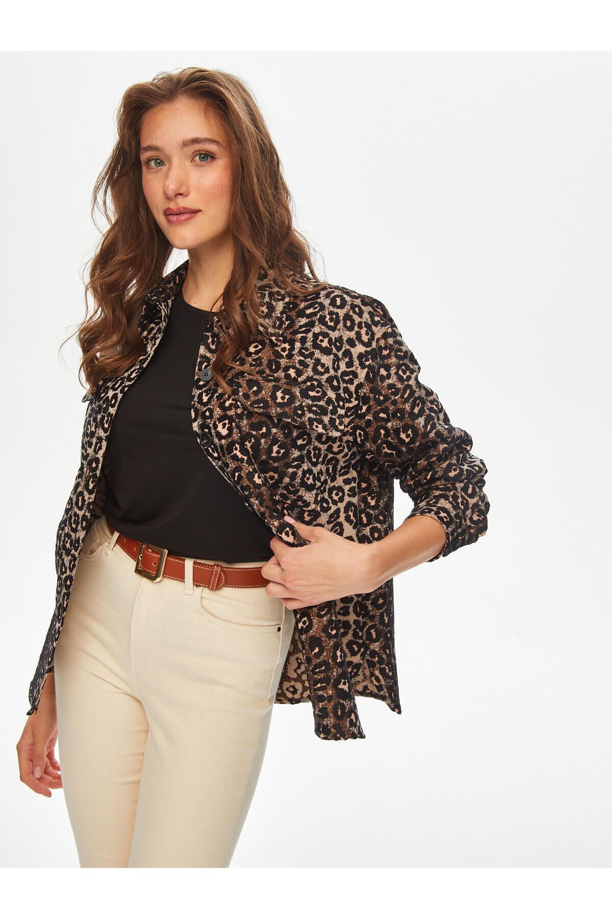 Leopar Desen Kendinden Jakarlı Ceket 69614 Leopar Desen Kendinden Jakarlı Ceket 69614