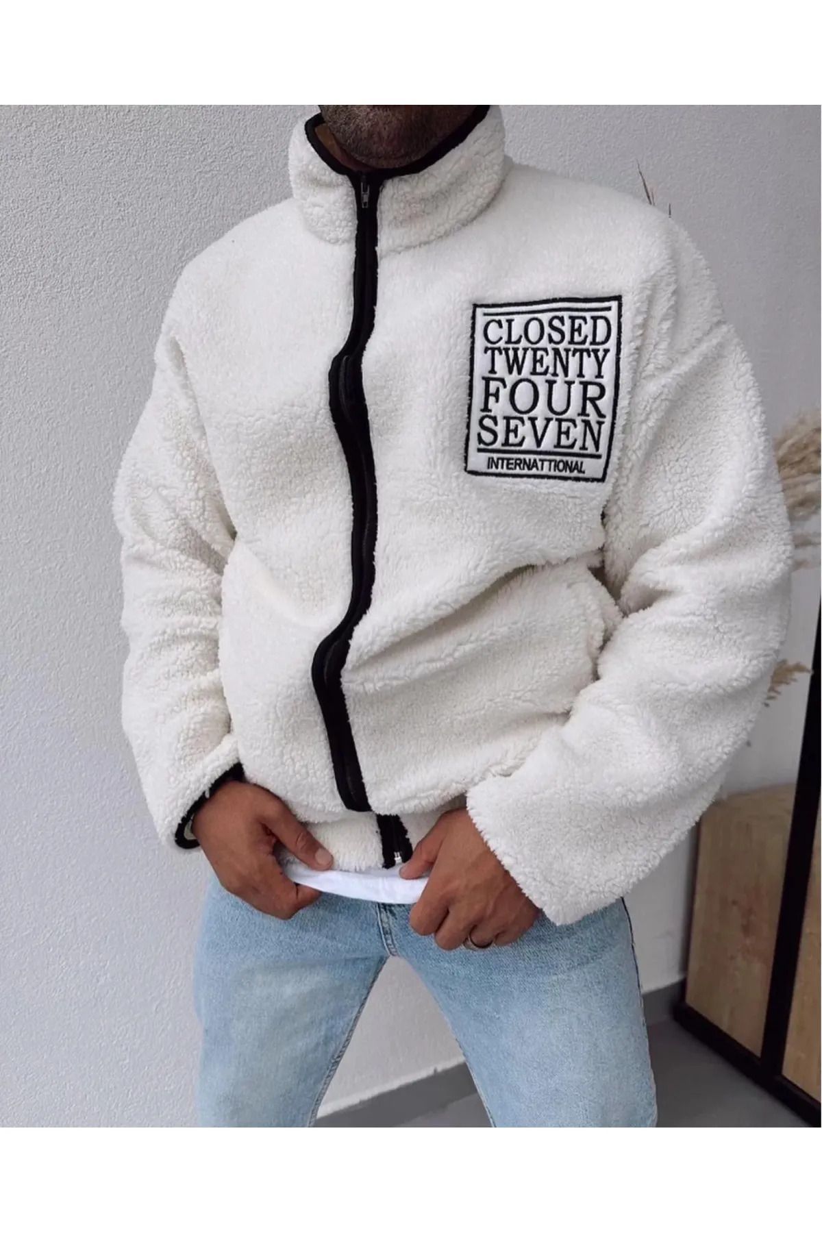 Unisex Bay uyumlu nakışlı pelus closed Ceket Unisex Bay uyumlu nakışlı pelus closed Ceket