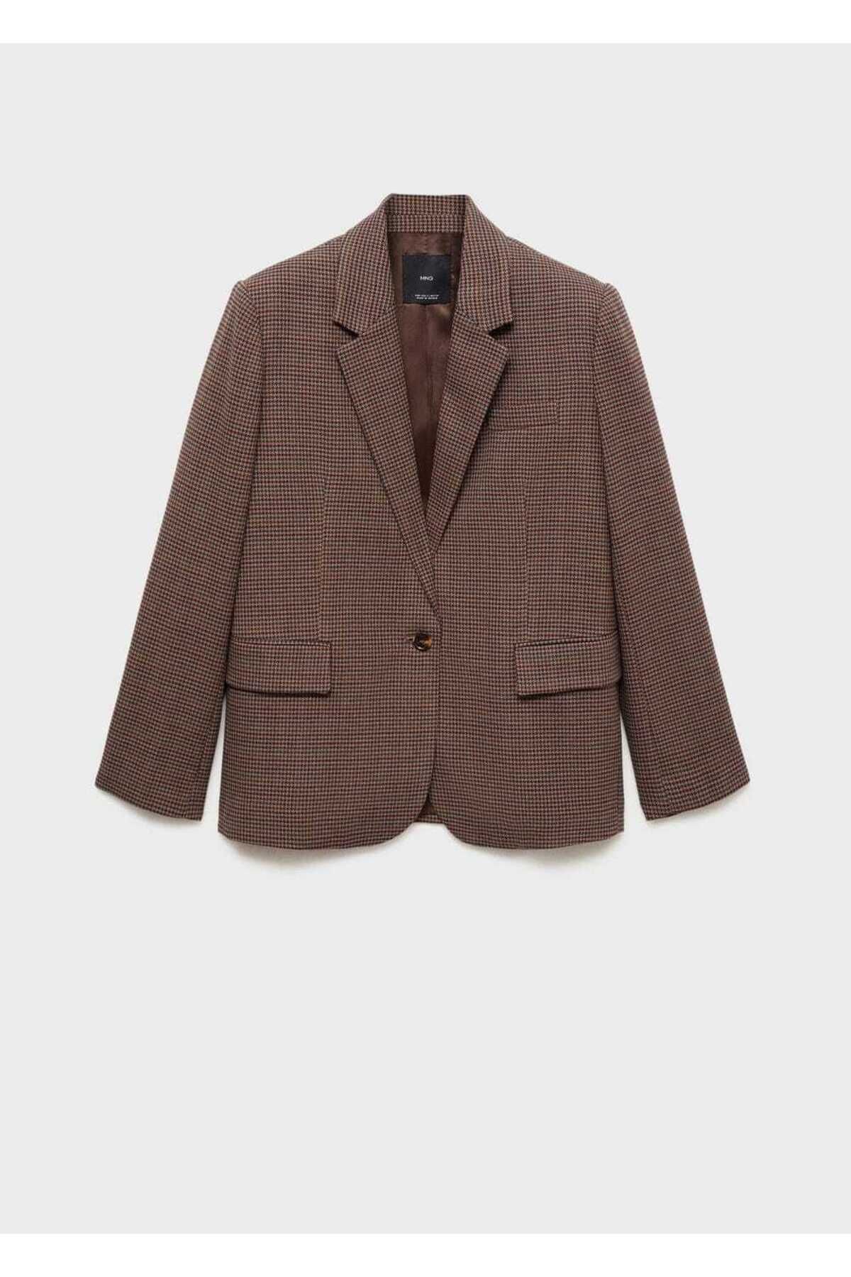 Kazayağı Kare Desenli Blazer Ceket Kazayağı Kare Desenli Blazer Ceket