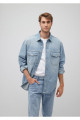 Ross 90lar Puslu Açık Jean Gömlek Oversize / Geniş Kesim 0210031-82947