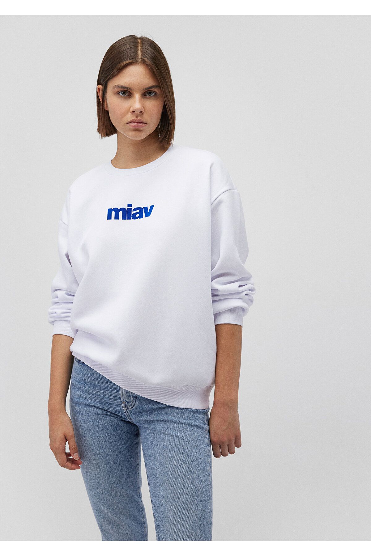 Miav Baskılı Beyaz Sweatshirt 1610964-620