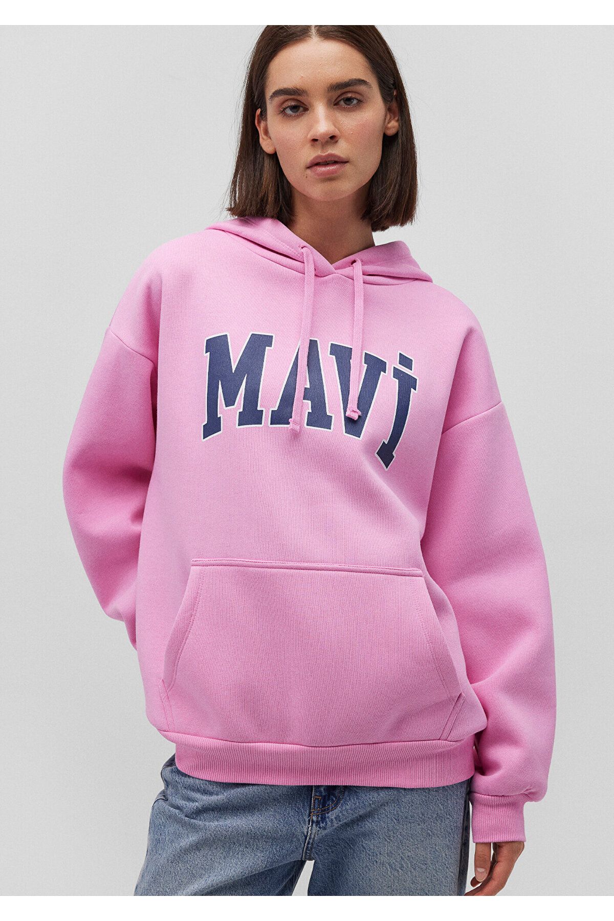 Logo Baskılı Kapüşonlu Pembe Sweatshirt 1600361-71038