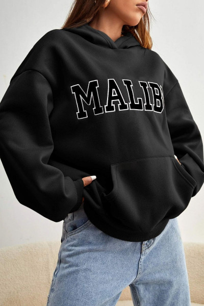 Unisex Malıbu Baskılı Oversize Sweatshirt Unisex Malıbu Baskılı Oversize Sweatshirt