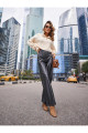 Kadın Oversize Fermuarlı Crop Triko Kazak