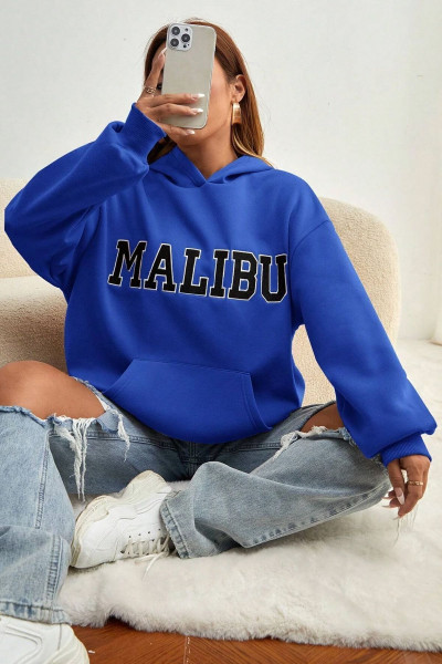 Unisex Malıbu Baskılı Oversize Sweatshirt Unisex Malıbu Baskılı Oversize Sweatshirt