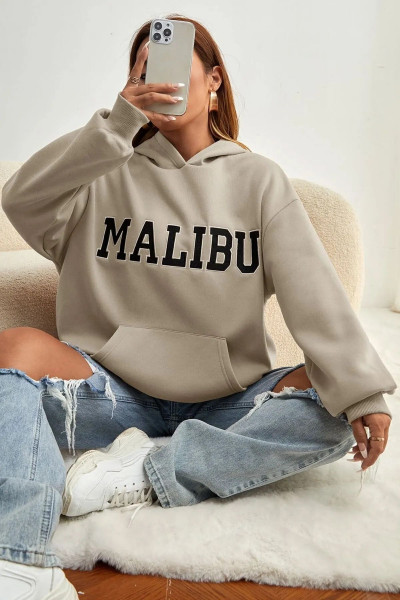 Unisex Malıbu Baskılı Oversize Sweatshirt Unisex Malıbu Baskılı Oversize Sweatshirt