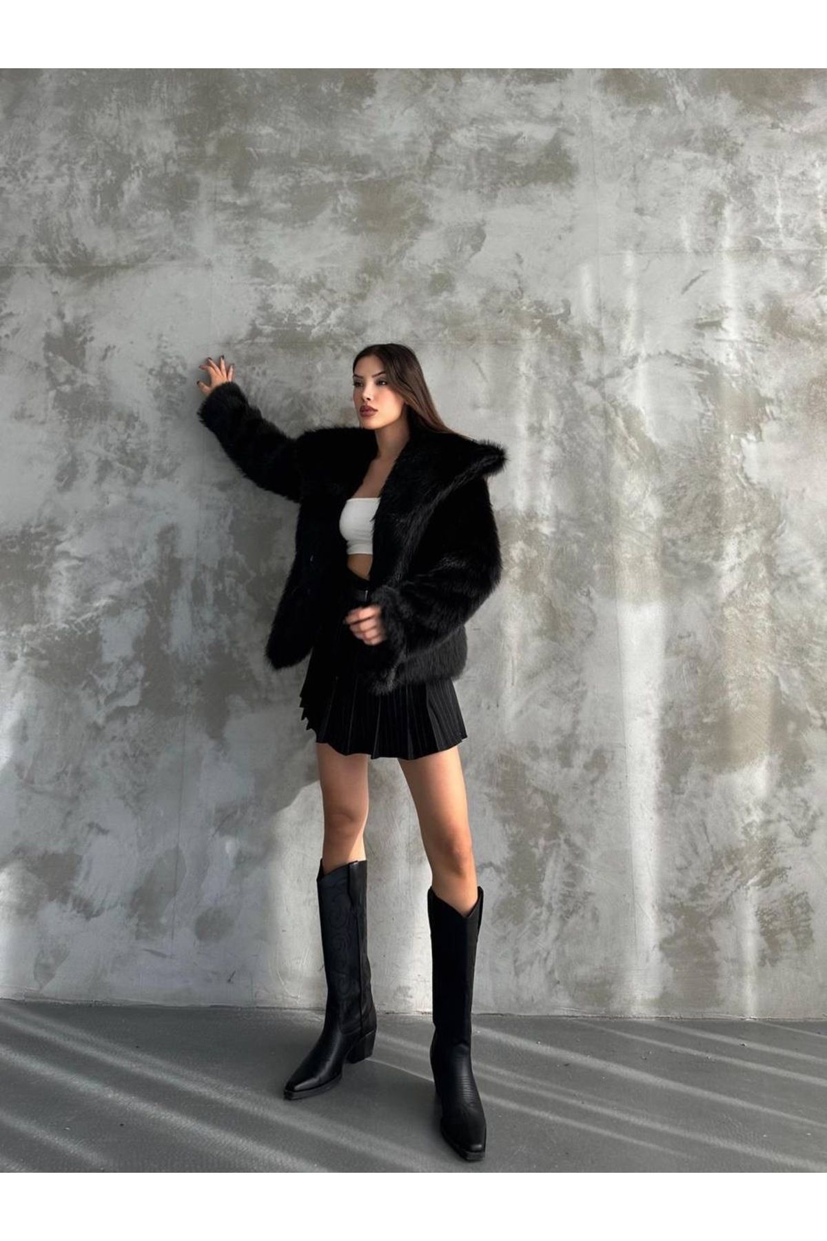 Kadın Siyah Premium Peluş Kışlık Suni Premium Kürk Mont Kadın Siyah Premium Peluş Kışlık Suni Premium Kürk Mont