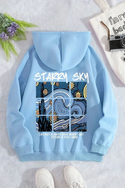 Starry Sky Baskılı Unisex Oversize Sweatshirt