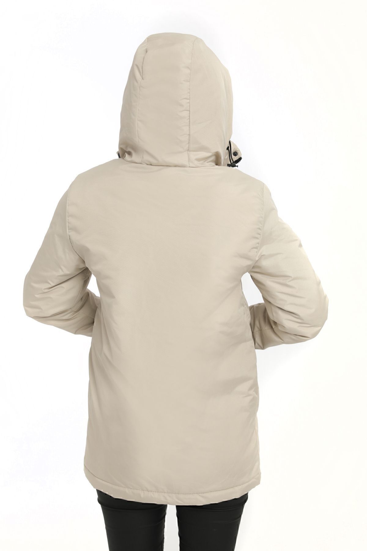 Kadın Taş Içi Polarlı Kürklü Su Ve Rüzgar Geçirmez Kapüşonlu Kışlık Mont & Kaban & Parka