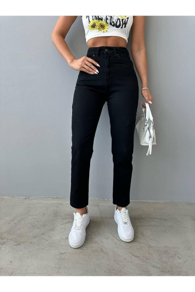 SiyahMom Jean Esnek Sahip Kadın Jean Pantolon SiyahMom Jean Esnek Sahip Kadın Jean Pantolon