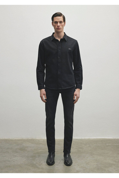 Roy Lux Black Antrasit Jean Gömlek Slim Fit / Dar Kesim 0210496-82410 Roy Lux Black Antrasit Jean Gömlek Slim Fit / Dar Kesim 0210496-82410